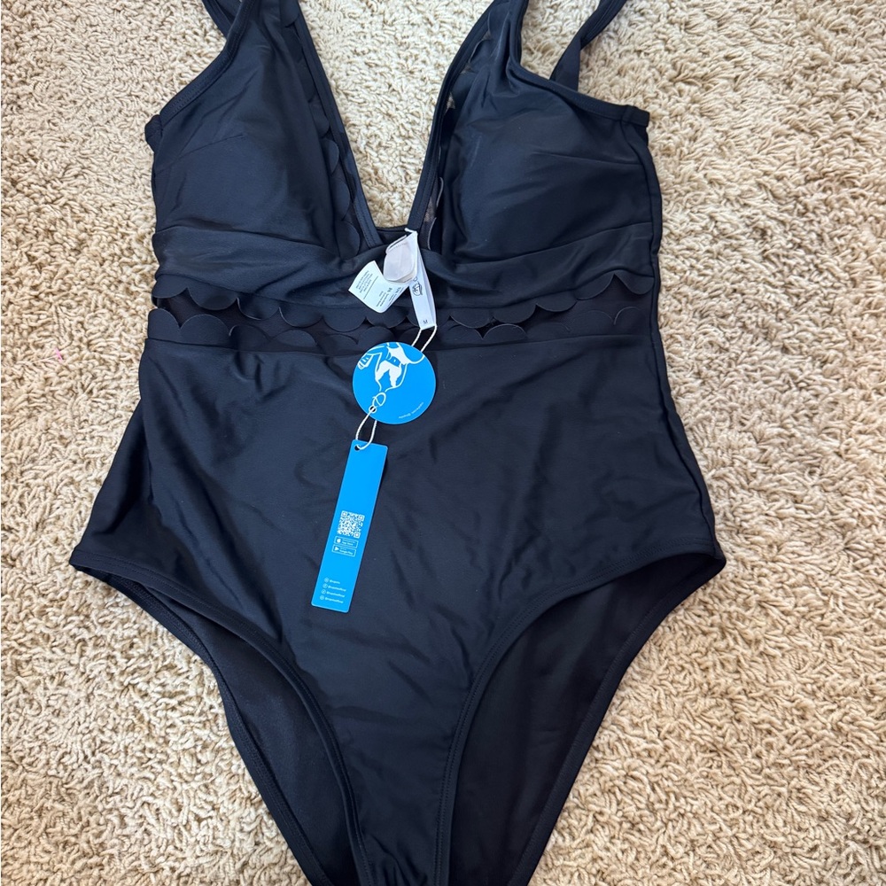 Black Scalloped Swimsuit